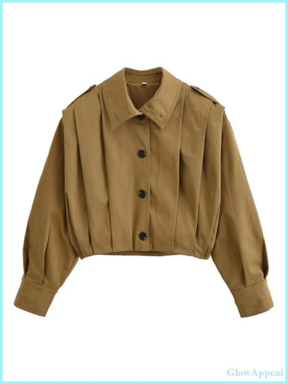 Women's Cropped Pleated Trench Coat Lightweight Short Jacket